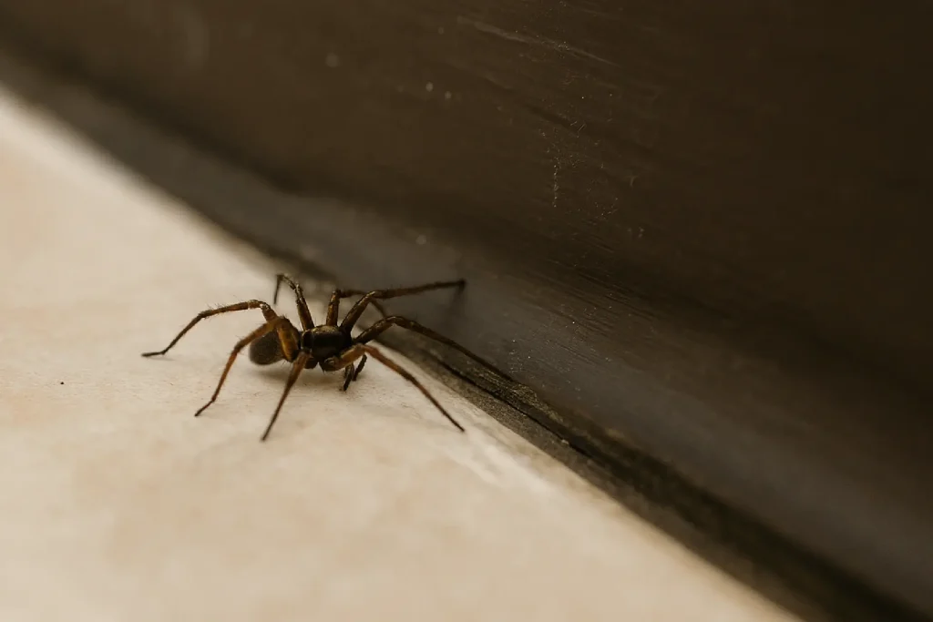 spider control specialist treating windowsill in Wiltshire bedroom